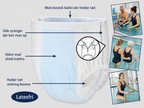 Swim MED badbyxor för urin- och avföringsinkontinens absorberar inte vatten och kan döljas under badkläder.