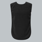 Care Design black adult bib, made of absorbent cotton terry with waterproof polyurethane backing. Features snap closure for adjustable fit.