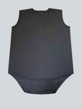 Care Design black 100% cotton sleeveless bodystocking with shoulder straps and back zipper. No legs.