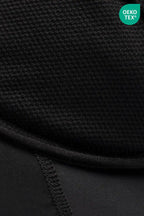 Care Design black low-waist incontinence panties with built-in absorbent barrier, OEKO-TEX certified.