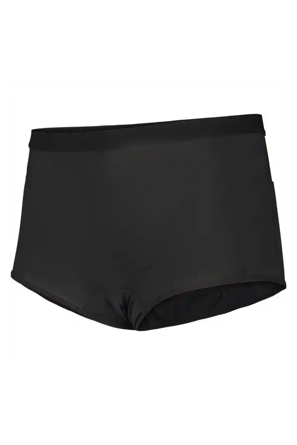 Care Design black high-waisted incontinence underwear with built-in absorbent barrier. Comfortable stretch fabric.