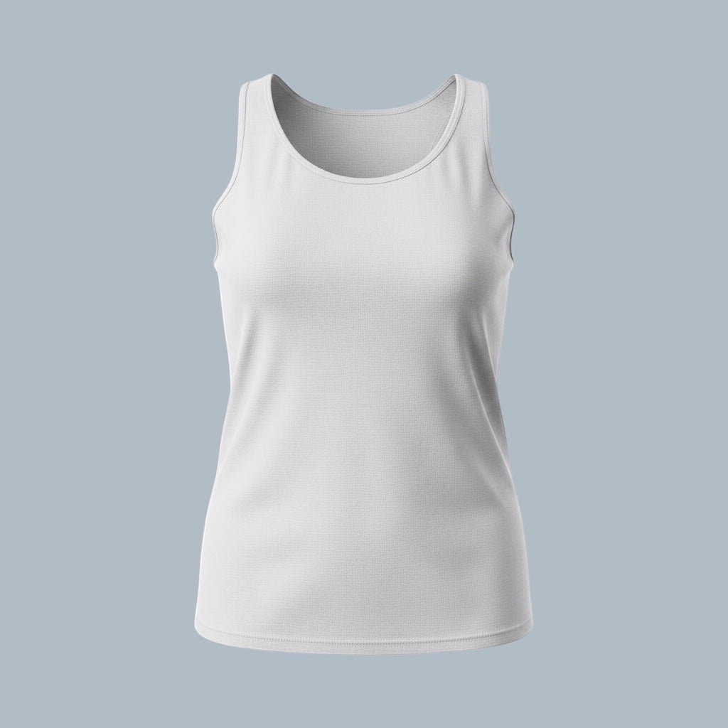 Care Design black women's tank top with lace trim neckline and armholes, made from high-quality fabric that holds its shape.