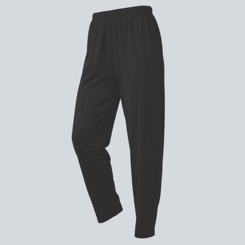 Care Design black high-waisted cotton-blend trousers with full-length side zips for easy dressing.