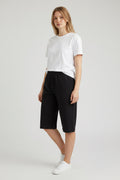 Care Design black athletic shorts with side zippers and elastic waistband.