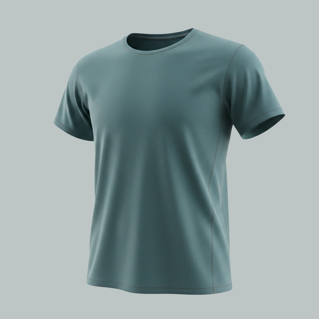 Care Design green unisex t-shirt with short sleeves, round neck, and hemmed edges. Made from eco-tex certified cotton/lycra.