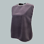 Care Design adult bib with waterproof membrane, purple microfiber, adjustable snap closure, 39x80cm.
