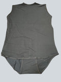 Care Design dark grey sleeveless cotton bodystocking with shoulder straps and snap closure at the crotch.