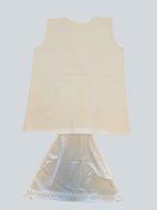 Care Design white 100% cotton bodystocking with shoulder straps, no legs, and a back zipper.