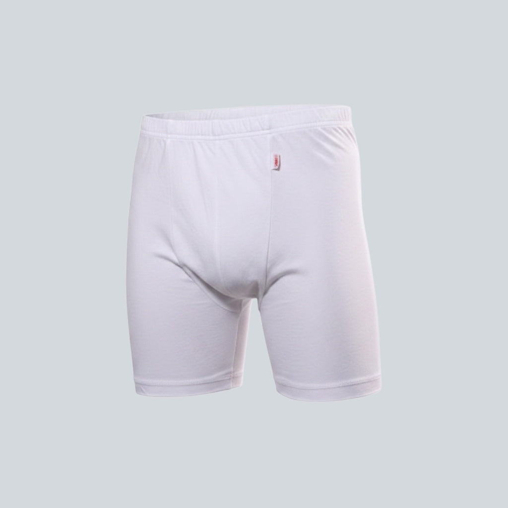Care Design white cotton boxer shorts with a wide gusset for secure fit and diaper fixation. Available in sizes XS-XXXL.