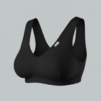 Care Design white cotton blend support bra for large busts, sensitive skin, and post-surgery. Features wide straps.